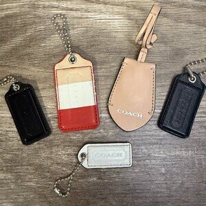 Coach Leather Luggage & Bag Fob Tags Set Of 5 - Red/Beige/White Black Cream